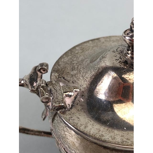 41 - Antique English Hallmarked Silver Birmingham 1896, covered salt pot, repose scroll design hinged lid... 