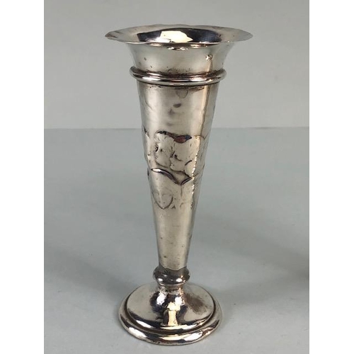 42 - Antique English Hallmarked Silver, for London, Pair of tapered Bud Vases with fluted tops embossed d... 