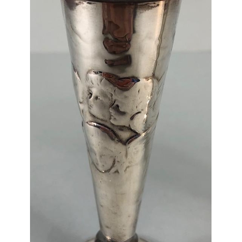 42 - Antique English Hallmarked Silver, for London, Pair of tapered Bud Vases with fluted tops embossed d... 