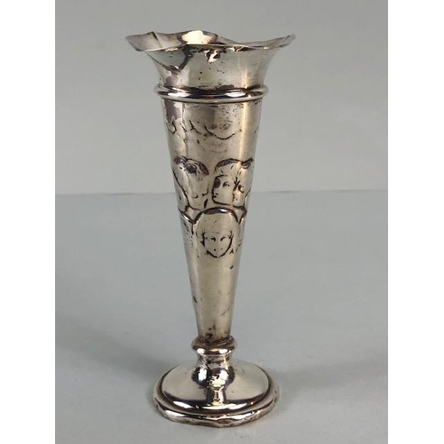 42 - Antique English Hallmarked Silver, for London, Pair of tapered Bud Vases with fluted tops embossed d... 