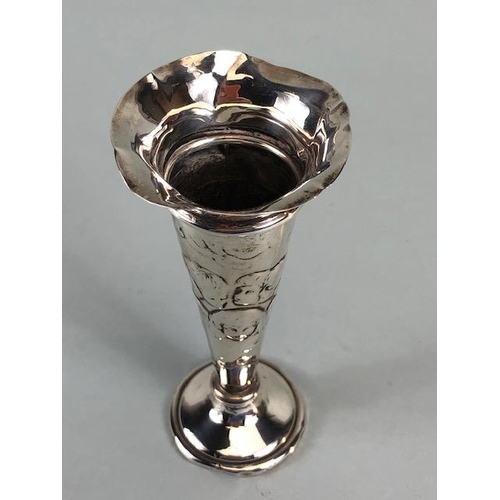 42 - Antique English Hallmarked Silver, for London, Pair of tapered Bud Vases with fluted tops embossed d... 