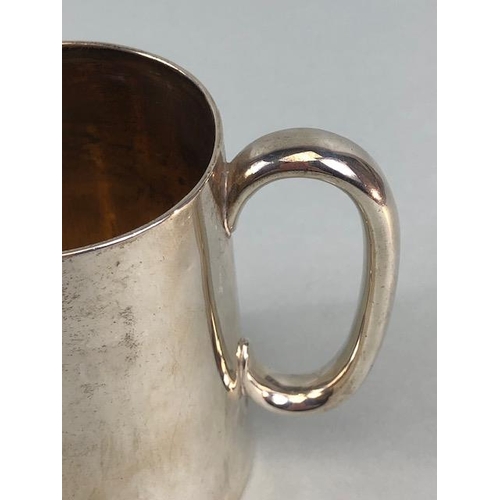 44 - Antique English hallmarked silver Tankard Birmingham 1887, initials engraved to front, approximately... 