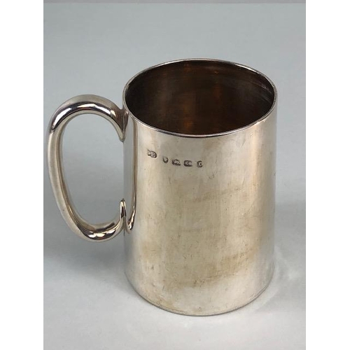 44 - Antique English hallmarked silver Tankard Birmingham 1887, initials engraved to front, approximately... 