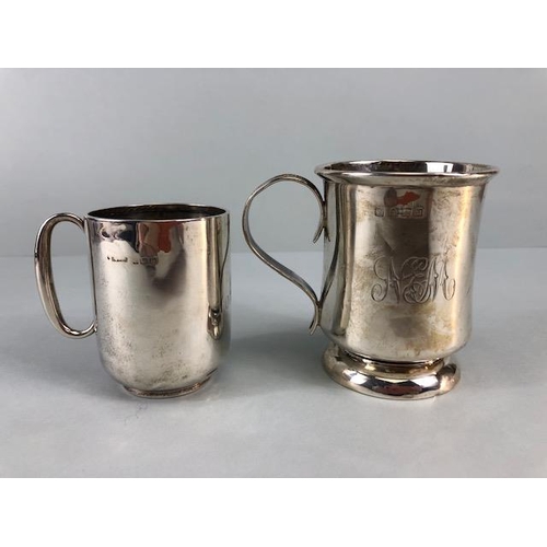 45 - Antique English silver hallmarked for Birmingham, two small tankards the larger approximately 69.71 ... 