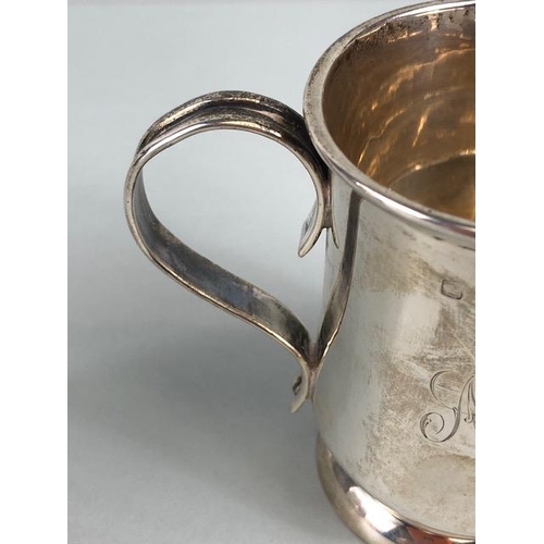 45 - Antique English silver hallmarked for Birmingham, two small tankards the larger approximately 69.71 ... 