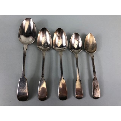 46 - Antique English Hallmarked silver, 4 Georgian teaspoons, Victorian dessert spoon, 2 napkin rings and... 