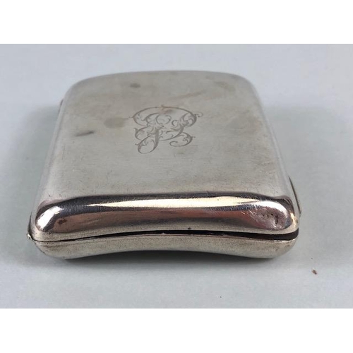 47 - English hallmarked silver, Two cigarette cases, one plain with engraved initials, A.F,  the other wi... 