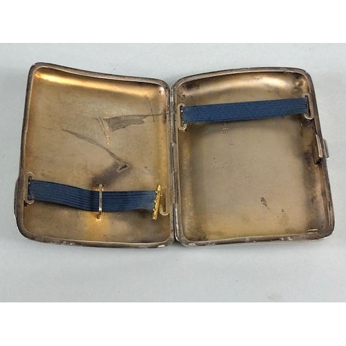 47 - English hallmarked silver, Two cigarette cases, one plain with engraved initials, A.F,  the other wi... 