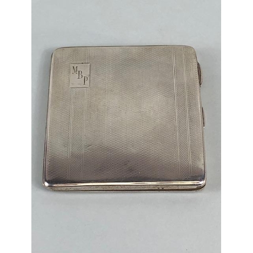 47 - English hallmarked silver, Two cigarette cases, one plain with engraved initials, A.F,  the other wi... 