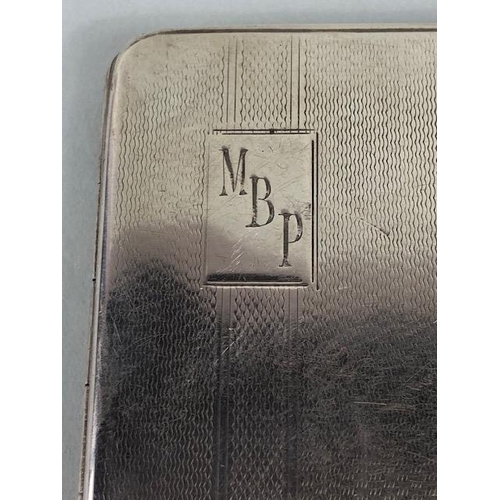 47 - English hallmarked silver, Two cigarette cases, one plain with engraved initials, A.F,  the other wi... 