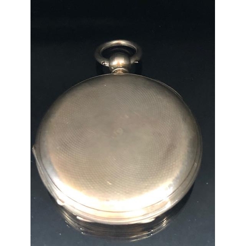 51A - Silver hallmarked full hunter pocket watch, white face with roman numerals and subsidiary minute dia... 