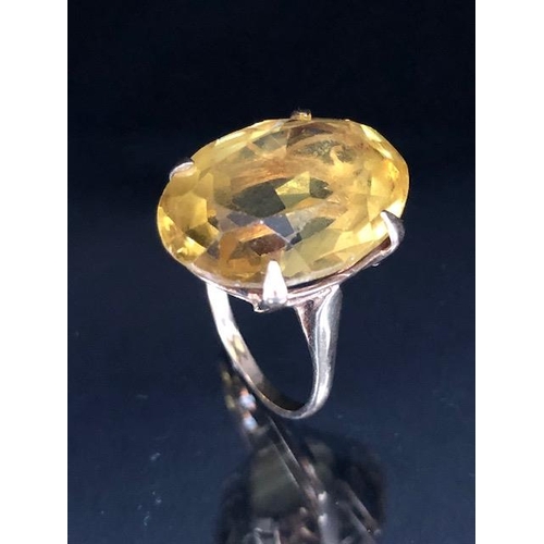 67 - Hallmarks rubbed gold ring set with a large Citrine gemstone approx 20 x 15mm and size 'K'