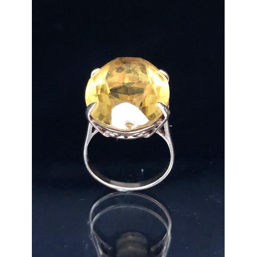 67 - Hallmarks rubbed gold ring set with a large Citrine gemstone approx 20 x 15mm and size 'K'