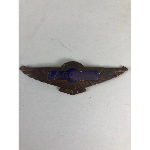 72 - Vintage Automobilia,  Car Badges, Aston Martin Lagonda Brass Radiator wings approximately 17cm acros... 