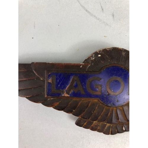 72 - Vintage Automobilia,  Car Badges, Aston Martin Lagonda Brass Radiator wings approximately 17cm acros... 