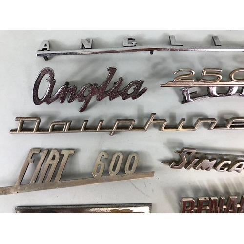 74 - Vintage automobilia, Car badges, to include make and model badges, Ford, Fiat, Simca, Renault Etc, a... 