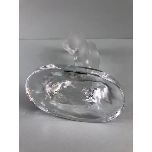 77 - Lalique, modern Lalique frosted glass figure of a Naked female partially reclined against a rock, Si... 