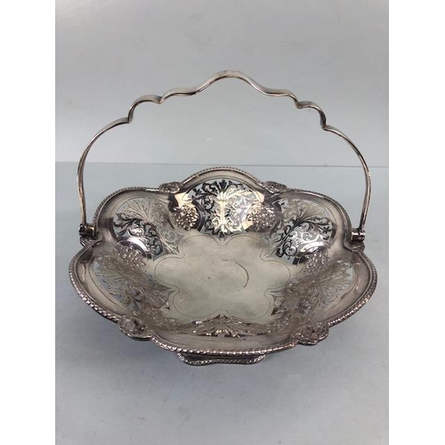 81 - Silver Plated Mappin and Webb Bon Bon, or sweetmeat  dish of basket design, cut out foliage design o... 