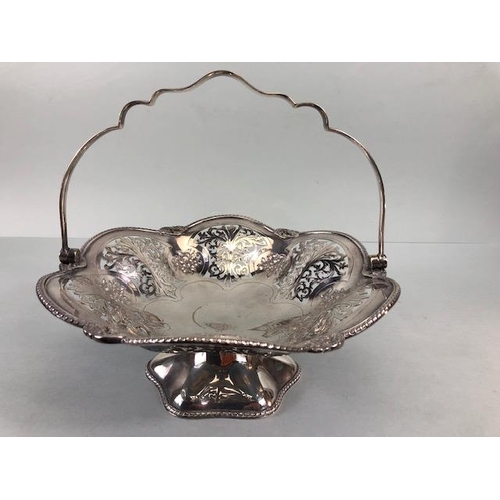 81 - Silver Plated Mappin and Webb Bon Bon, or sweetmeat  dish of basket design, cut out foliage design o... 