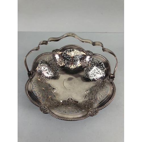 81 - Silver Plated Mappin and Webb Bon Bon, or sweetmeat  dish of basket design, cut out foliage design o... 