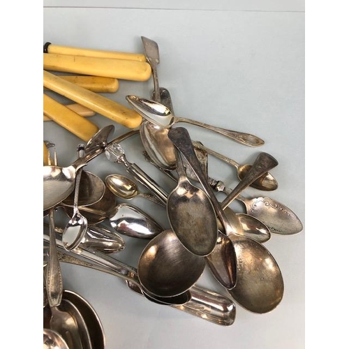 89 - Silver plated, EPNS, and Nickle cutlery , a quantity of spoons, forks, knives, ladles and other item... 