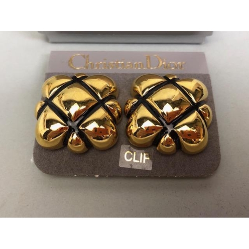 89A - Vintage and designer costume jewellery, Pair of Christian Dior clip on earrings in box with pad, a p... 