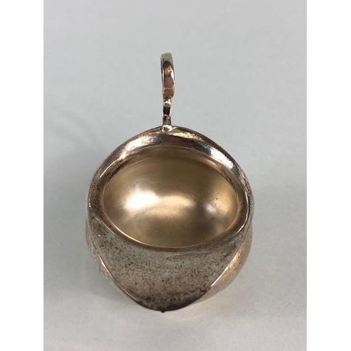 9 - Silver hallmarked creamer on pedestal base with rounded body and scroll handle maker T.W approx 48g