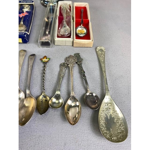 92A - Silver plate, quantity of Antique and vintage Silver Plate to include collectors spoons, sweet meat ... 