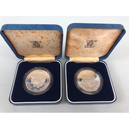 97 - Two Royal Mint silver proof coin, commemorating the Marriage of His Royal Highness the Prince of Wal... 