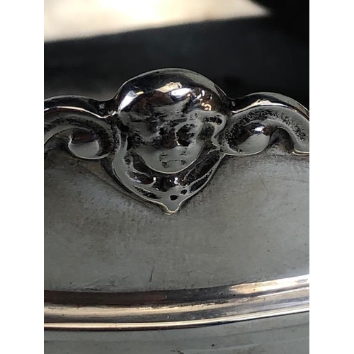 1 - Silver Hallmarked Bowl on circular stepped pedestal base with Lion Head handles and cherub head deco... 