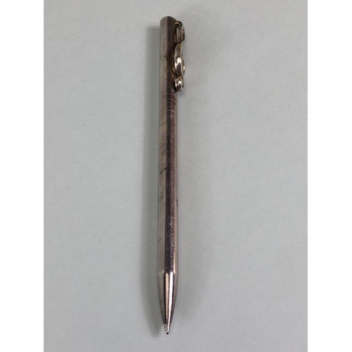 107 - Silver Hallmarked Tiffany & Co ball point pen, the pocket clip fashioned as a treble clef, with a fa... 