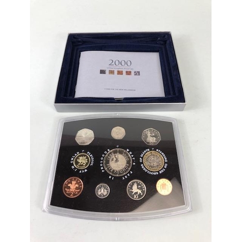 108 - Proof coins, year 2000 sealed set of British proof coins in their box. What's past is Prologue writt... 