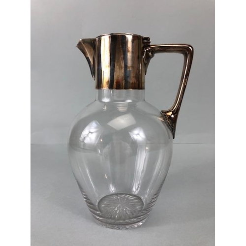 10A - Victorian Silver Mounted and glass water jug Hallmarked for Sheffield 1887 by maker James Dixon & So... 