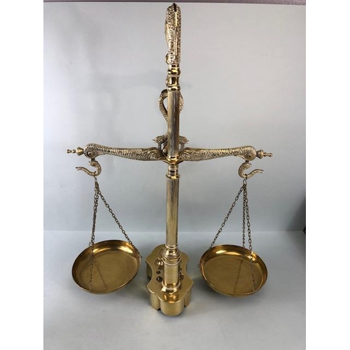 163 - Vintage Scales, set of reproduction brass Chemist balance scales, in an early 18th century design, t... 