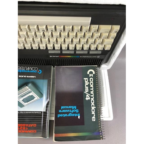 166 - Vintage, Retro Games System, Commodore plus 4,  key pad, with leads and Manuals, 1531 Datassette, jo... 