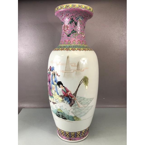 170 - Oriental Ceramics, large decorative Chinese famille rose vase decorated with immortal figures to the... 