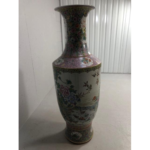 184 - Oriental Ceramics ,large and  impressive Chinese Famille Rose Vase, unmarked and unglazed base, the ... 