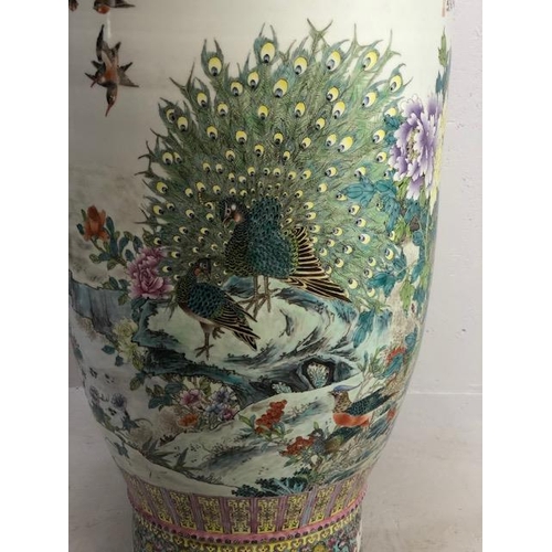 184 - Oriental Ceramics ,large and  impressive Chinese Famille Rose Vase, unmarked and unglazed base, the ... 