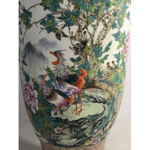 184 - Oriental Ceramics ,large and  impressive Chinese Famille Rose Vase, unmarked and unglazed base, the ... 