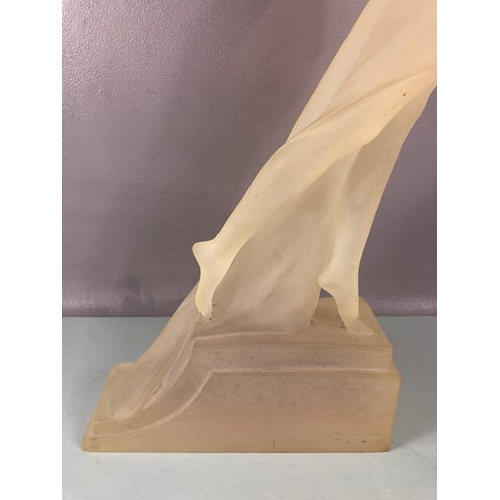 188 - Art Decco, Frosted Composite material figure of a dancing girl in a flowing dress in the Art Decco S... 