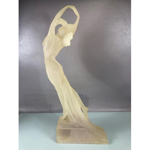 188 - Art Decco, Frosted Composite material figure of a dancing girl in a flowing dress in the Art Decco S... 