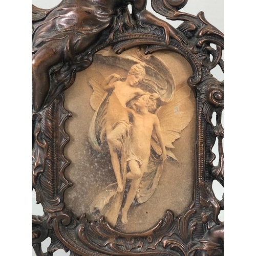 194 - Antique Photo frames, Two 19th century free standing  metal photo frames one of early rococo style w... 