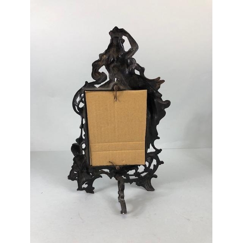 194 - Antique Photo frames, Two 19th century free standing  metal photo frames one of early rococo style w... 