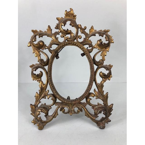 194 - Antique Photo frames, Two 19th century free standing  metal photo frames one of early rococo style w... 