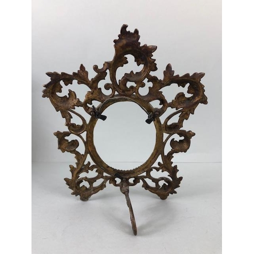 194 - Antique Photo frames, Two 19th century free standing  metal photo frames one of early rococo style w... 