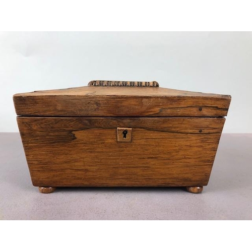 201 - Antique 19th century wooden tea caddy, a marquetery inlaid writing box and a wooden marquetery work ... 