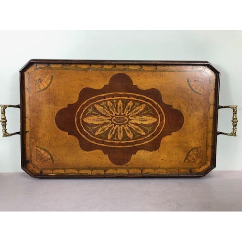 201 - Antique 19th century wooden tea caddy, a marquetery inlaid writing box and a wooden marquetery work ... 