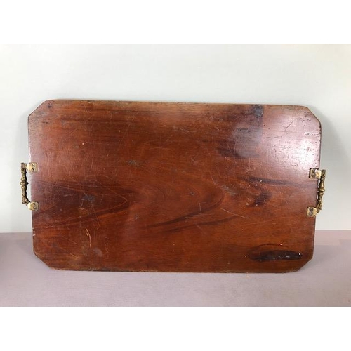 201 - Antique 19th century wooden tea caddy, a marquetery inlaid writing box and a wooden marquetery work ... 