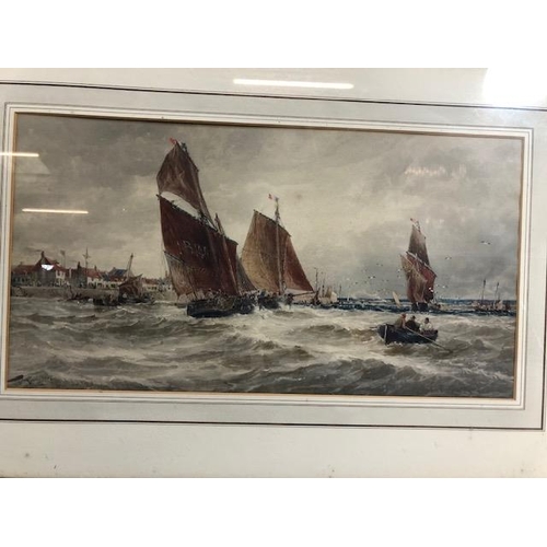 209 - Paintings, early 20th century maritime water colour of  sailing ships a harbour scene, undistinguish... 