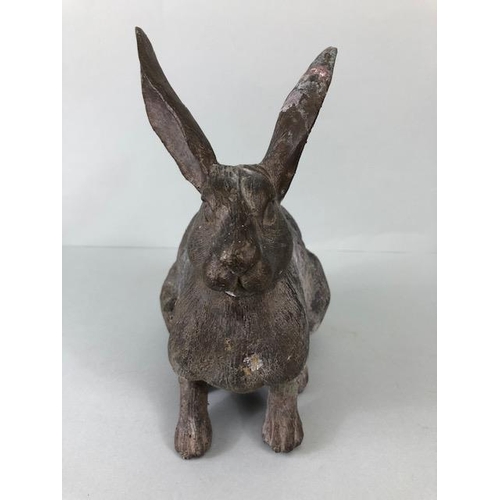 217 - Oriental Brass or bronze patinated study of a Hare approximately 22cm high